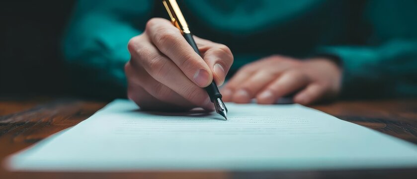 Closeup of a person updating a will or estate plan