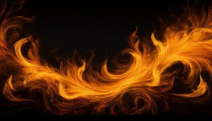 Fototapeta premium black stylized background with abstract glowing fire wave