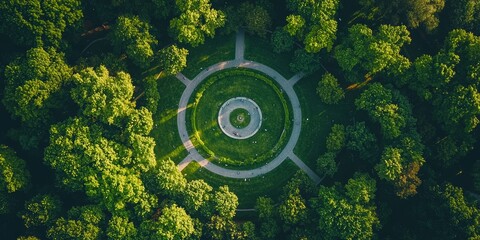 Fototapeta premium Aerial View of a City Park Generative AI