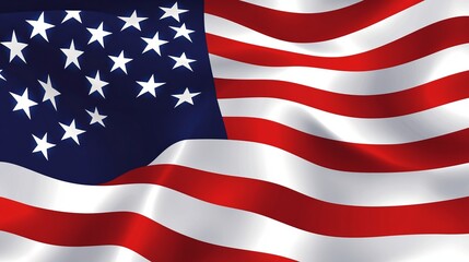 Fototapeta premium The American flag waving proudly in the wind.