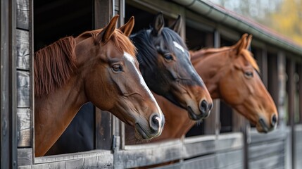 Happy Horses in Modern Stable