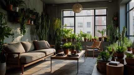 Fototapeta premium living room with flowers
