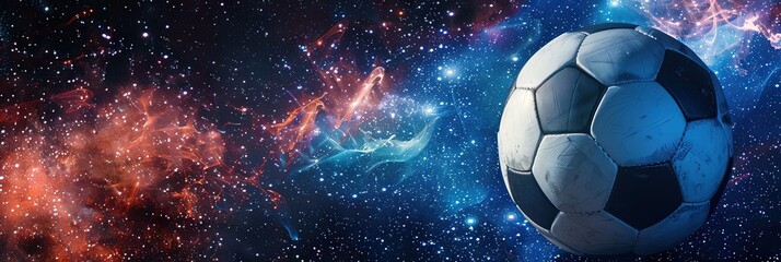 Fototapeta premium soccer ball in space, copy space -