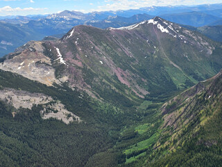 Aerial view on green beautiful mountains