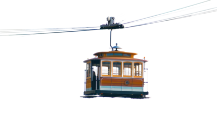 Gondola cable car on transparent background