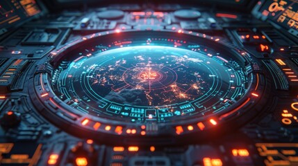 Futuristic Interface with World Map