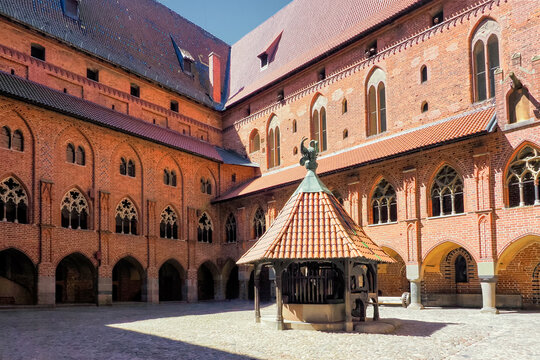 Malbork, Poland - the photo shows a fragment of the Teutonic Knights' castle, dedicated to the Blessed Virgin Mary. The castle was built in several stages from 1280 to the mid-15th century.