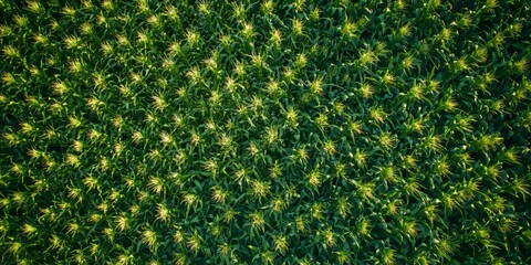 Low Altitude Aerial View of Maize or Corn Field, Agricultural Landscape Generative AI