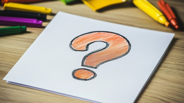 A drawing of a question mark on a piece of paper