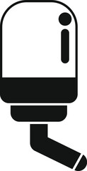 Simple icon of a soap dispenser fixed to a wall, dispensing liquid soap