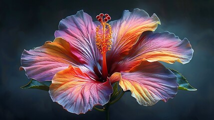 hibiscus bloom boasting vibrant colors and intricate details its large petals drawing admiration from all who behold its beauty