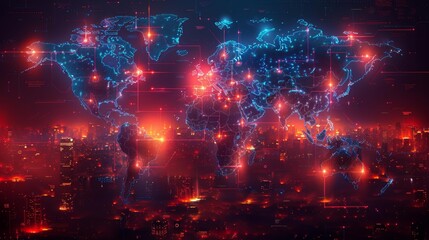 Fototapeta premium Digital world map generative ai