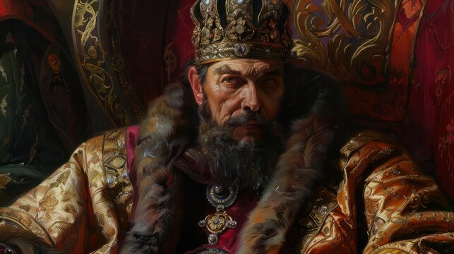 Ivan the Terrible Russian Tsar depicted in historical portrait painting on canvas