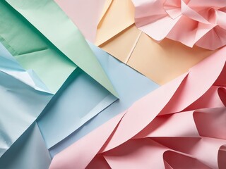 Obraz premium Vibrant mixed color wrapping paper arranged artistically on a table