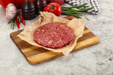 Raw beef burger cutlet minced meat