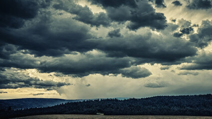 Stormy sky at sunset, widescreen 16:9, 300 dpi, with space for text