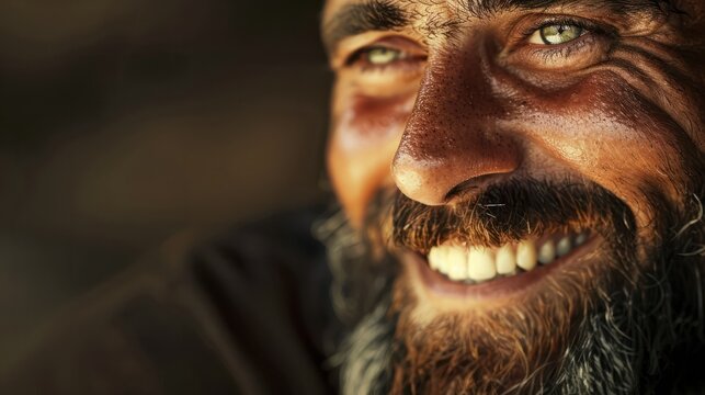 Un hombre muy sonriente con barba y unos anteojos grandes