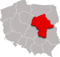 MASOVIAN PROVINCE of POLAND 3d isometric map WITH ADMINISTRATIVE DIVISIONS