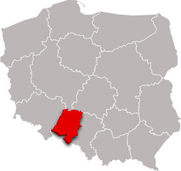 OPOLE PROVINCE of POLAND 3d isometric map WITH ADMINISTRATIVE DIVISIONS