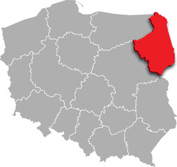 PODLASKIE PROVINCE of POLAND 3d isometric map WITH ADMINISTRATIVE DIVISIONS