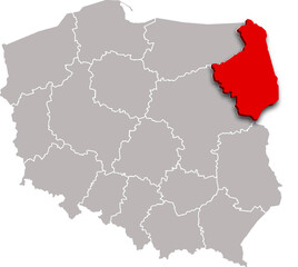 PODLASKIE PROVINCE of POLAND 3d isometric map WITH ADMINISTRATIVE DIVISIONS