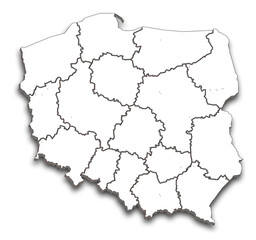POLAND MAP WITH ADMINISTRATIVE DIVISIONS AND PROVINCES