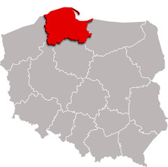 POMERANIAN PROVINCE of POLAND 3d isometric map WITH ADMINISTRATIVE DIVISIONS