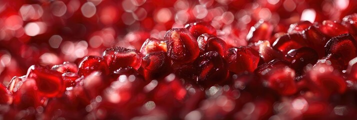 Close Up of Red Ripe Pomegranate Grains Juicy Red Pomegranate Seeds While Cooking