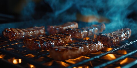 Meat grilled on an outdoor barbecue, suitable for food and lifestyle images