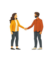 Two people shake hands as a result of agreement work