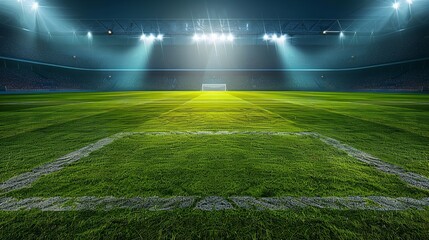 Football stadium for a game under the lights. Generative Ai