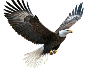 Fototapeta premium A majestic bald eagle soaring through the sky