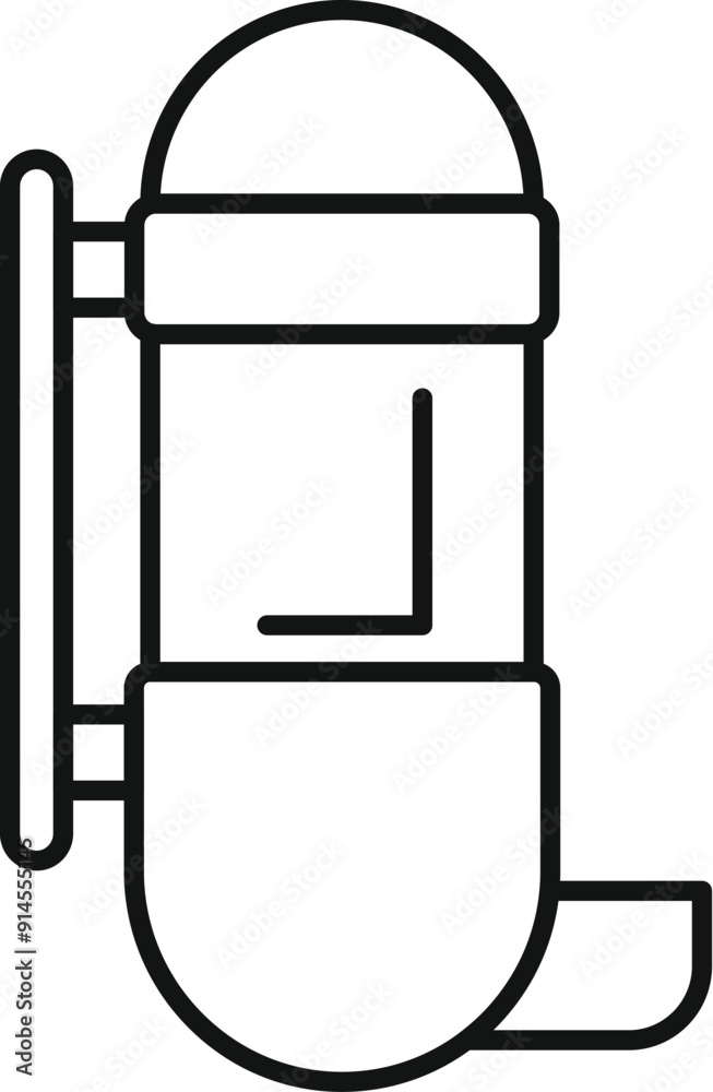 Poster simple line icon of a wall mounted water cooler dispensing refreshing water into a cup