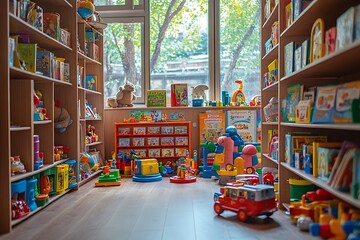 Obraz premium Bright playroom with educational toys and books.