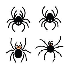 Obraz premium 4 pcs set of spider vecor art illustration, isolated white background