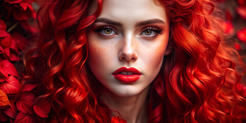 portrait of beautiful young woman with red hair