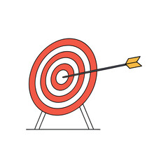 a archery target with arrow in middle fill with solid color vector illustration 