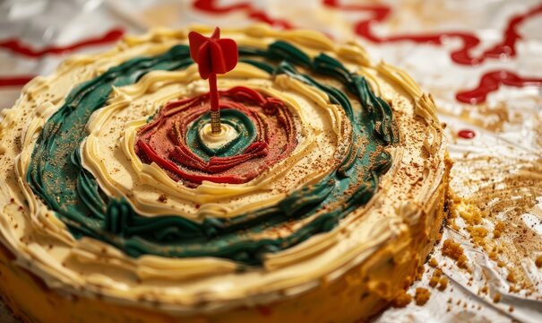 Dart board target made of cake