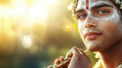 a man with a white face paint and a flower crown