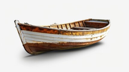 Wooden rowboat with signs of weathering and age