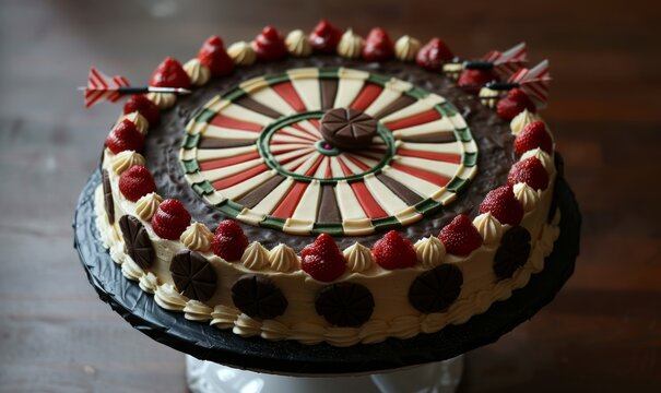 Dart board target made of cake