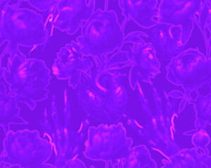 Gothic style seamless pattern with dark peonies flowers, heart Halloween themed graphic print for clothing, fabric, wallpaper, home decor, wrapping paper