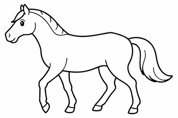 Coloring page for kids horse vector art illustration