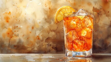 Refreshing iced tea with lemon slice - generative ai