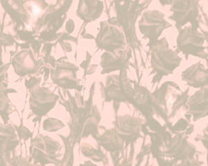 Gothic style seamless pattern with soft blurry roses flowers bouquet, demon skulls, witch hands. Halloween themed graphic print for clothing, fabric, wallpaper, home decor, wrapping paper