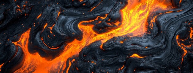 Flowing lava texture background, orange and black color.	