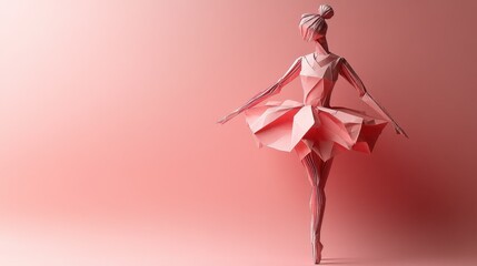 This is a space image of a cute and charming origami ballerina, perfect for dance advertising.