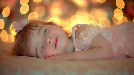 close up of child sleeping under the covers smiling with blurred background