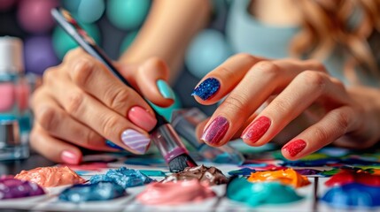 close up of woman painting