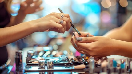 close up of woman doing a manicure